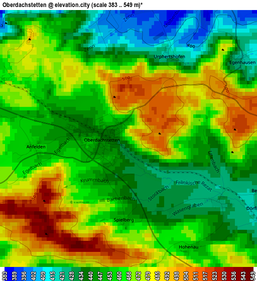 Oberdachstetten elevation map