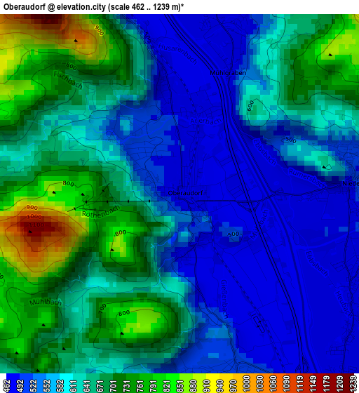 Oberaudorf elevation map