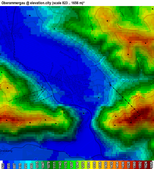 Oberammergau elevation map