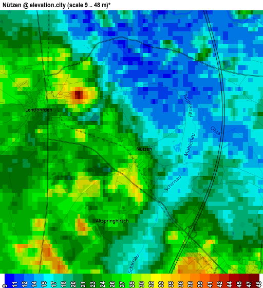 Nützen elevation map