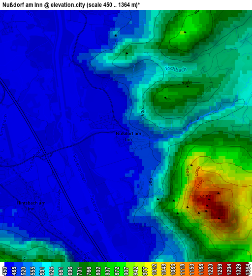 Nußdorf am Inn elevation map