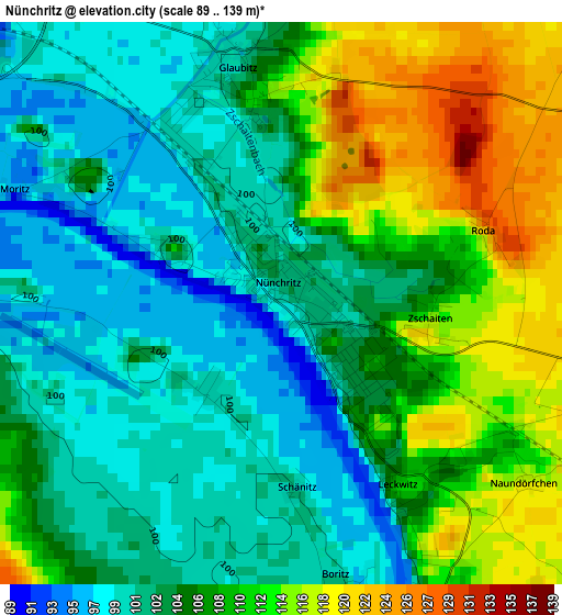 Nünchritz elevation map