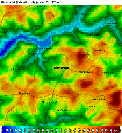 Nümbrecht elevation map