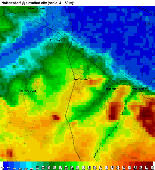 Nottensdorf elevation map