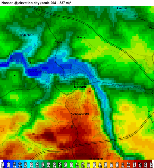 Nossen elevation map