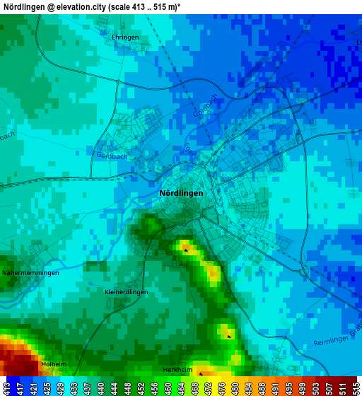 Nördlingen elevation map