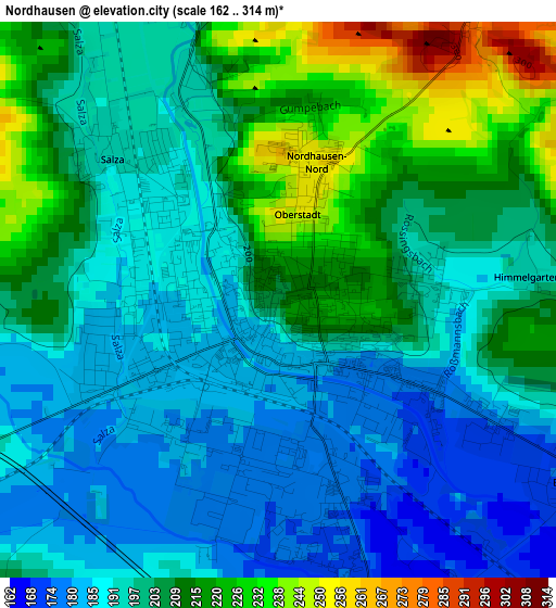 Nordhausen elevation map