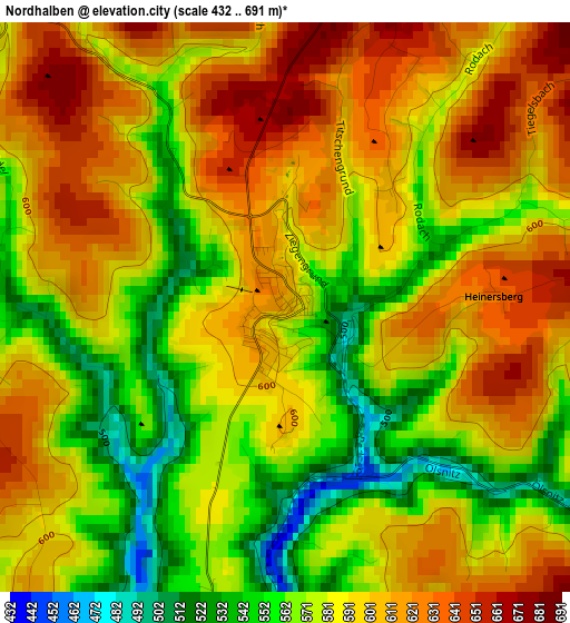 Nordhalben elevation map