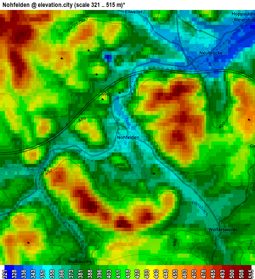 Nohfelden elevation map