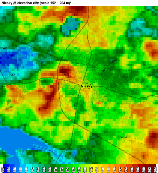 Niesky elevation map