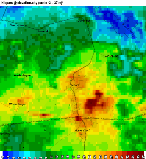 Niepars elevation map