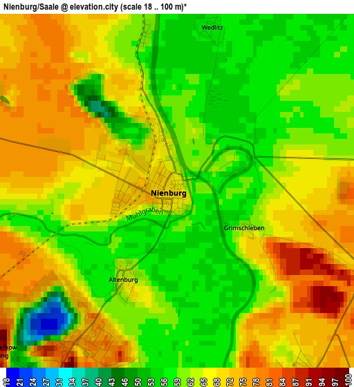 Nienburg/Saale elevation map
