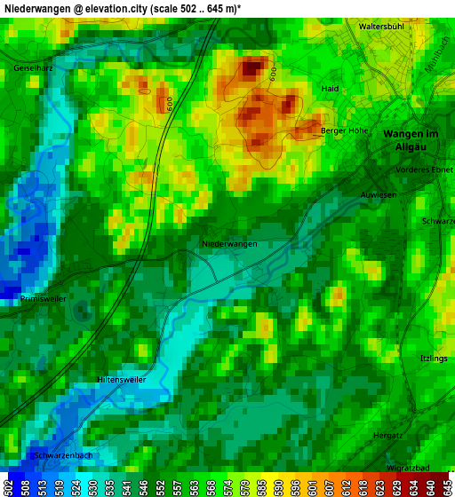 Niederwangen elevation map