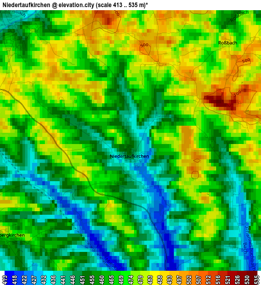 Niedertaufkirchen elevation map