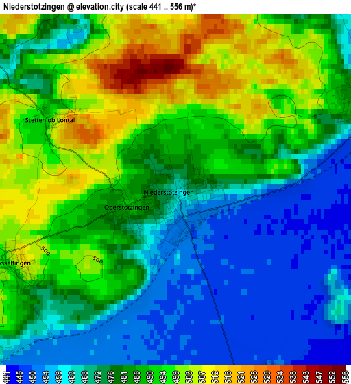 Niederstotzingen elevation map