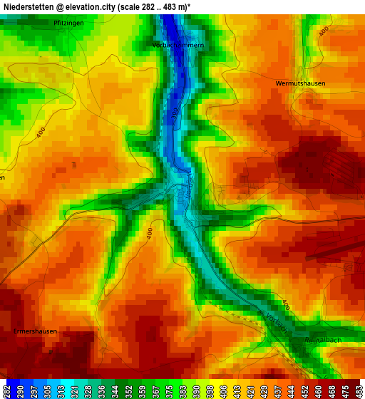 Niederstetten elevation map