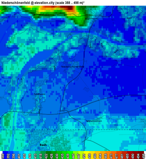 Niederschönenfeld elevation map