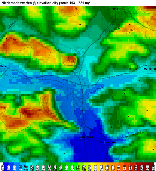 Niedersachswerfen elevation map