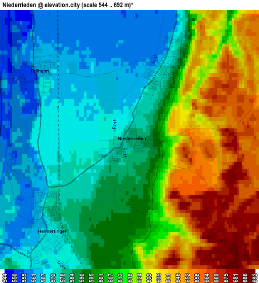 Niederrieden elevation map