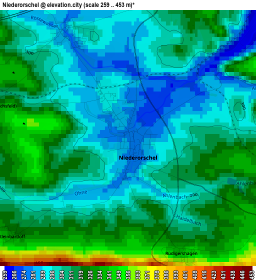 Niederorschel elevation map