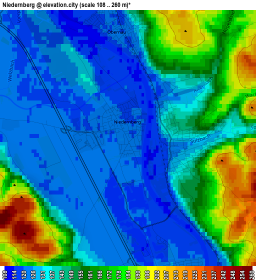 Niedernberg elevation map