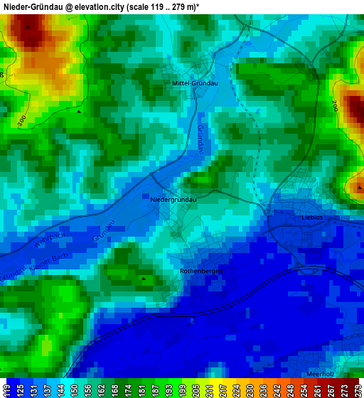 Nieder-Gründau elevation map