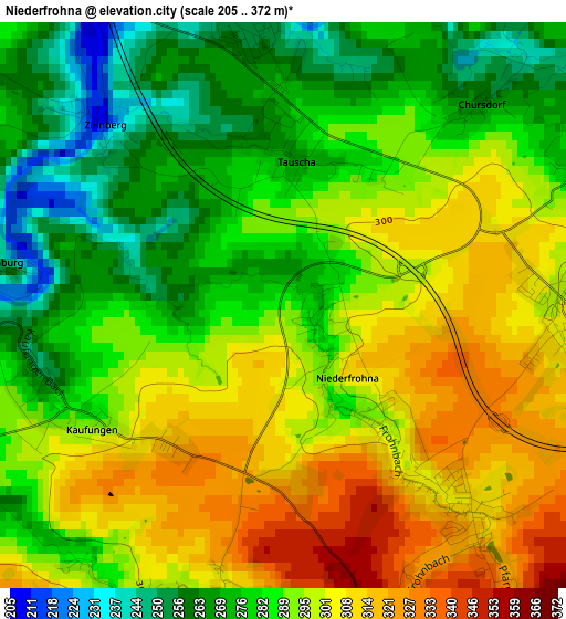 Niederfrohna elevation map