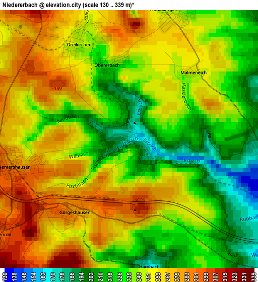 Niedererbach elevation map