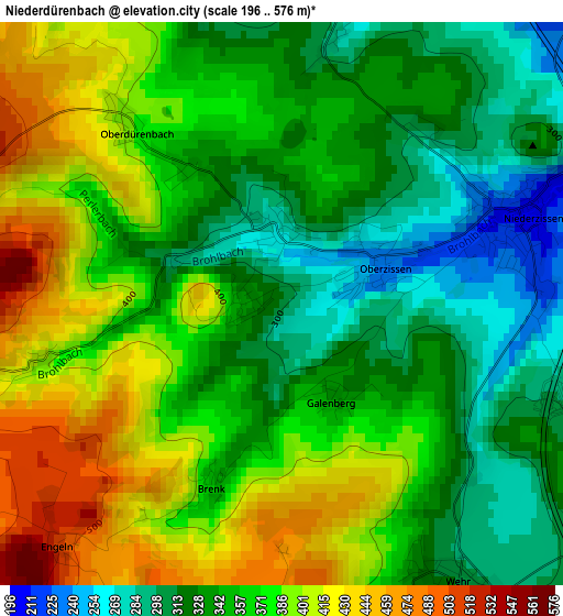 Niederdürenbach elevation map