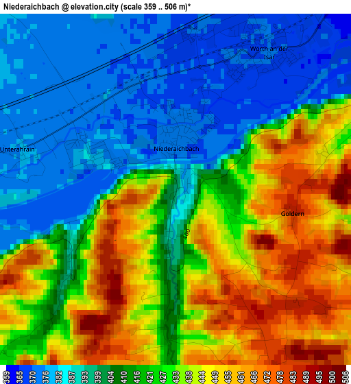 Niederaichbach elevation map