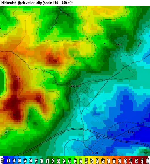 Nickenich elevation map