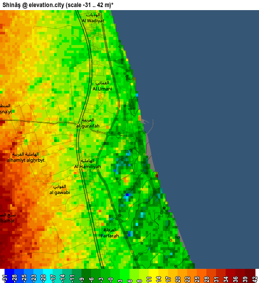 Shināş elevation map