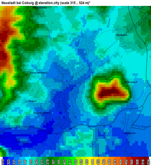 Neustadt bei Coburg elevation map