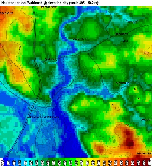 Neustadt an der Waldnaab elevation map