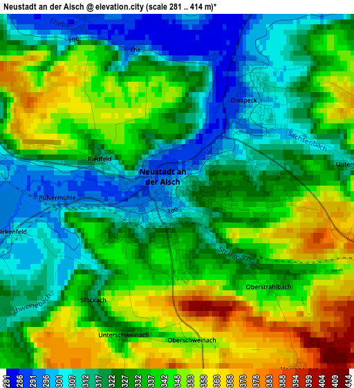 Neustadt an der Aisch elevation map