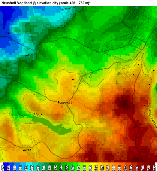 Neustadt Vogtland elevation map