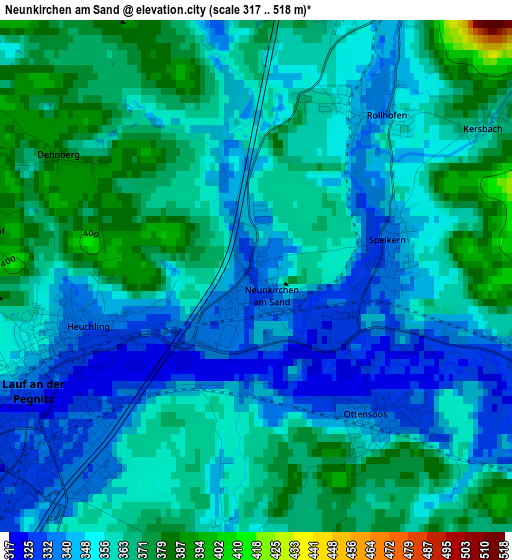Neunkirchen am Sand elevation map