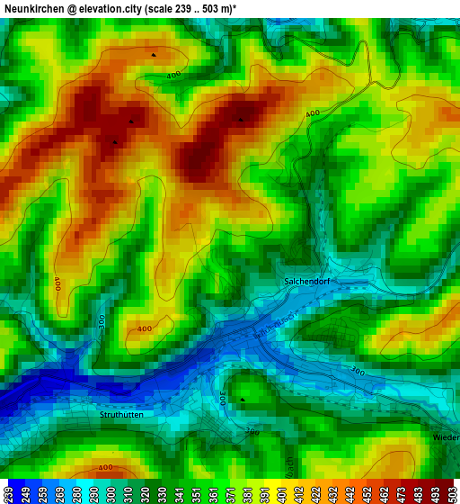 Neunkirchen elevation map