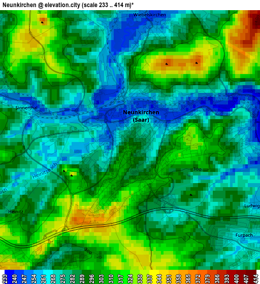 Neunkirchen elevation map