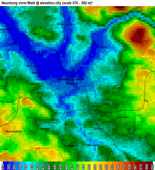 Neunburg vorm Wald elevation map