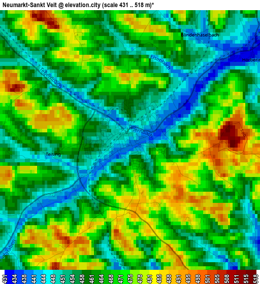 Neumarkt-Sankt Veit elevation map