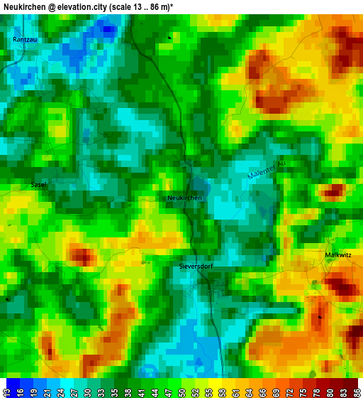 Neukirchen elevation map