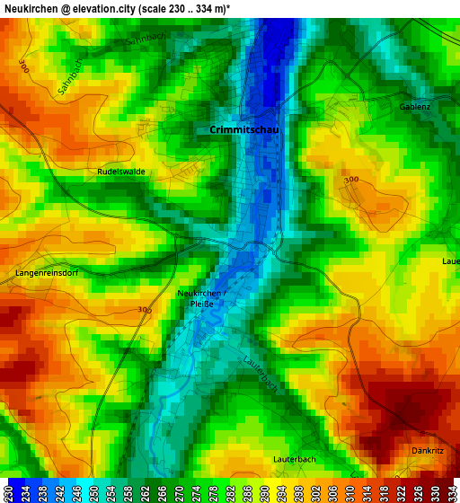 Neukirchen elevation map