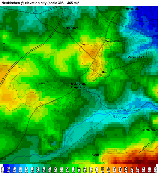 Neukirchen elevation map