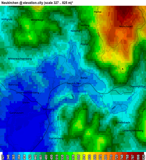 Neukirchen elevation map