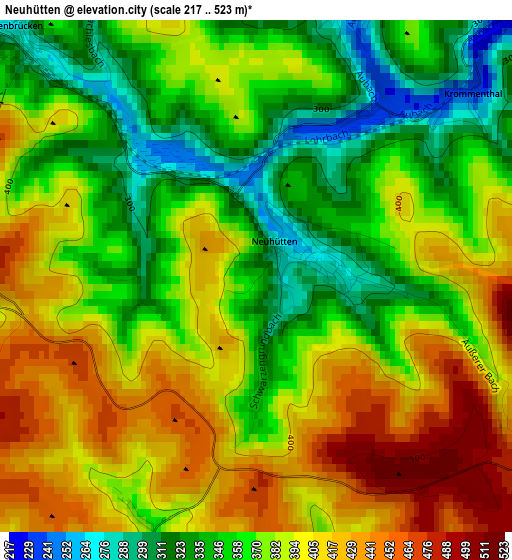 Neuhütten elevation map