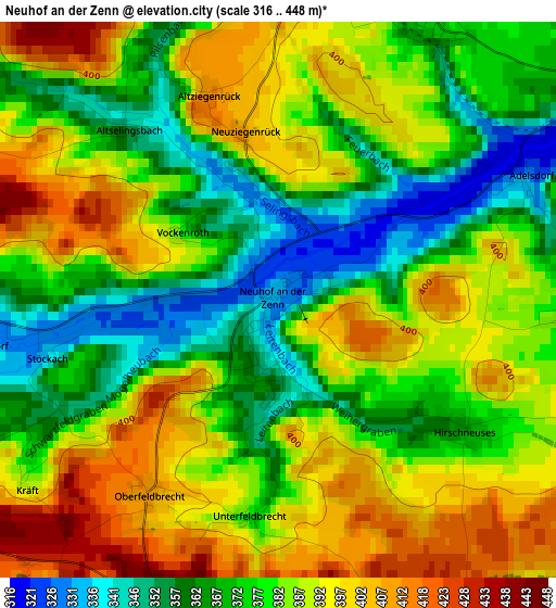 Neuhof an der Zenn elevation map