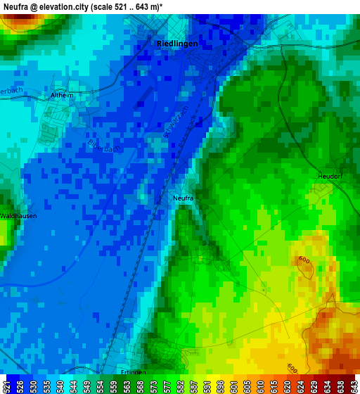 Neufra elevation map