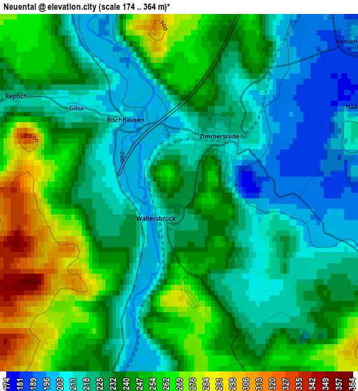 Neuental elevation map