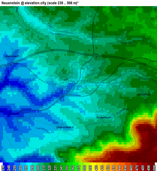 Neuenstein elevation map